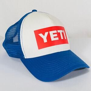 YETI American Logo Trucker Hat Men Adult Red White Blue Adjustable Snapback Cap